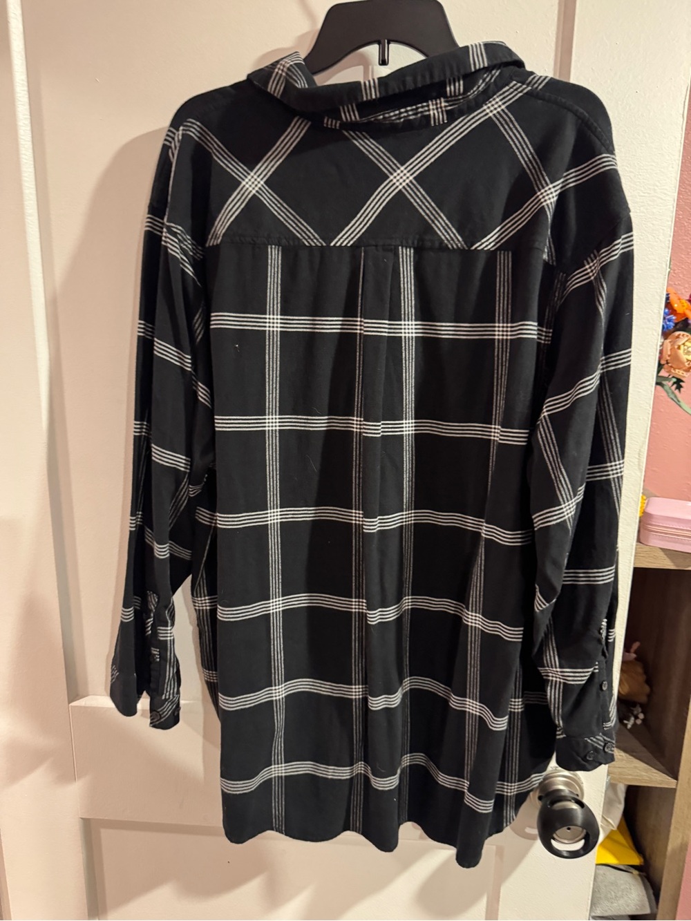 Ava & Viv Black Shirt with White Windowpane Plaid - Picture 6 of 6